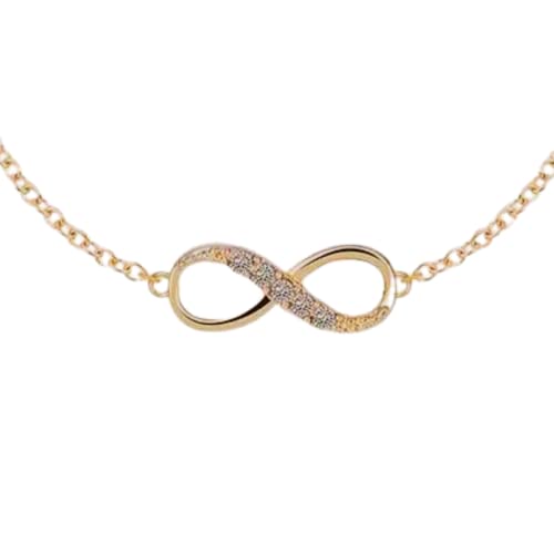 Pulsera Mujer con Símbolo de Infinito Color Oro, Detalles de Circonita Cúbica, Ideal para Regalo, Símbolo de Eternidad, Pulsera Infinito Mujer con Cadena Fina para dar un Toque Elegante