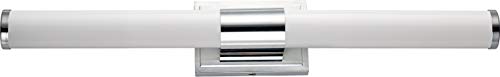 Image of Maxim Lighting Optic 30 inch 2-Light Bath Vanity Light | Polished Chrome Aluminum Finish | White Glass Shade | Transitional Indoor Light Fixture | Ideal for Bathrooms & Powder Rooms | 52116WTPC