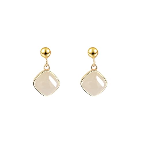 Boucles d'oreilles cerceau carré jade rouge hoops fille all-match