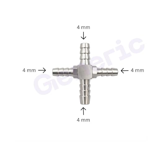 Image of Dental Chair Parts 4mm 4-Way Joint (Pack of 3) | Brass Connector for Dental Unit Water Pipe | Durable & Lightweight