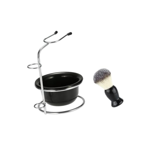 IWOWHERO Shaving Brush and Bowl Set Shaver Stand with Brush Holder Plastic Sleek Soap Bowl Rack Keep Bathroom Tidy Random Color