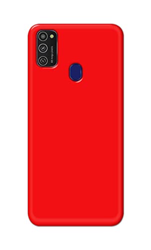 Image of Printed Hard Back Cover Case for Samsung Galaxy M21 | Samsung M21 2021 Edition Back Cover (Plain Red) -1803