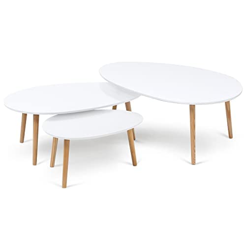 IDMarket - Lot de 3 Tables Basses gigognes Gigi laquées Blanc