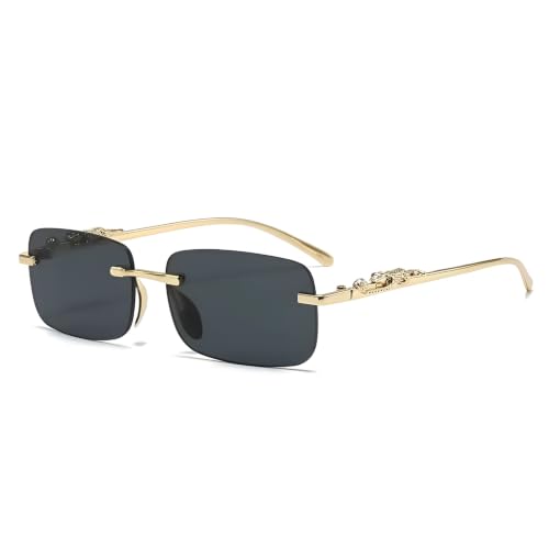 Image of IFLASH UV Protected Retro Rectangular Rimless Sunglasses for Men and Women