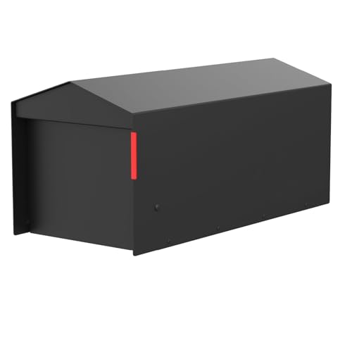 Olio Home Mailbox | Modern Design Thompson Roof Top Post Mount Mail Box | 20.5” x 9.2” x 8.5” | Galvanized Steel Mailboxes for Outside | Black