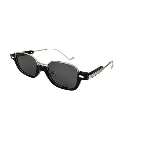 Lunettes de soleil rectangulaires en métal pour femmes et hommes avec verres vintage UV400