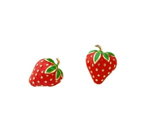 Exquisite Strawberry Dangle Earrings for Women Cute Small Fruit Earrings Stud Metal Strawberry Jewelry for Party Vacation-A