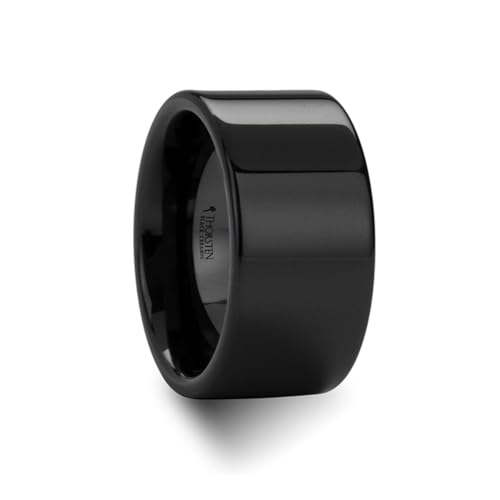 Alliance homme céramique noire mariage et quotidien anneau poli Fraener