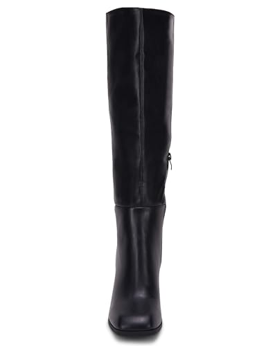 Coutgo Womens Knee High Boots Chunky Block Heels Square Toe Side Zipper Faux Suede Fall Winter Comfort Boot4