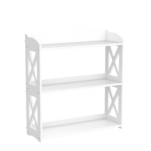 Image of White Bookshelf, Small Bookshelf for Small Spaces, White Bookcase for Bedroom, Small Book Shelf Bedroom, Living Room and Office (White, 3 Tier)