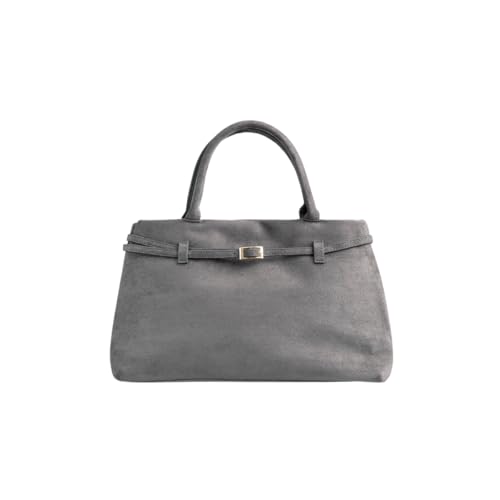 Base'ic Grey Suede Tote Bag - Vegan Grey Suede Purses for Women with Gold Hardware, Adjustable Belt, Magnetic Closure - Elegant Shoulder Bag Hobo Bag - Stylish Suede Purse - Work Bag, City Bag