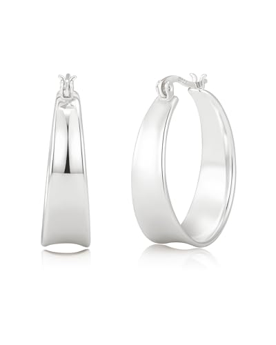 9mm Wide 925 Sterling Silver Earrings Hoop for Women Hypoallergenic 14K Gold Plated Hoop Earrings Lightweight Thick Chunky Hoop Earrings 20/25/30mm