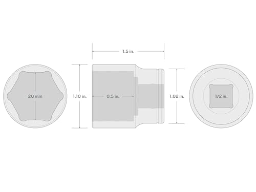 Image of TEKTON 1 /2 Inch Drive x 20 mm Shallow 6-Point Socket | SHD22120