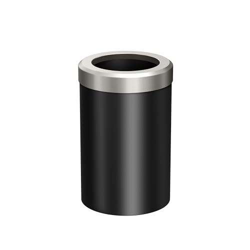 Image of Gatco Small Bathroom Trash Can with Lid, Round 3 Gallon Stainless Steel Wastebasket, Under Sink, Matte Black and Satin Nickel, for Bathroom, Bedroom, Office (1912SN)