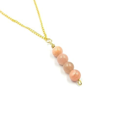 Handmade Beaded Necklace for Women – Natural Healing Gemstone Pendant (Peach Moonstone)
