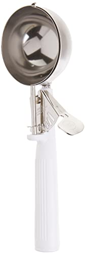 Image of Winco ICOP-6 Ice Cream Disher with White Handle, Size 6, 5.5 ounces, Stainless Steel