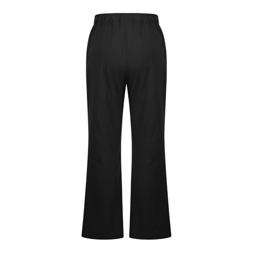 Women Loose Fit Pants for Women Linen High Cut Straight Leg Basic Long Leg Fall Summer 2025 Trendy4