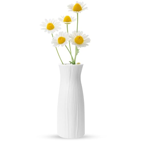 Florero irrompible duradero, jarrones blancos modernos de plástico, arreglo floral creativo para decoración del hogar, sala de estar y boda