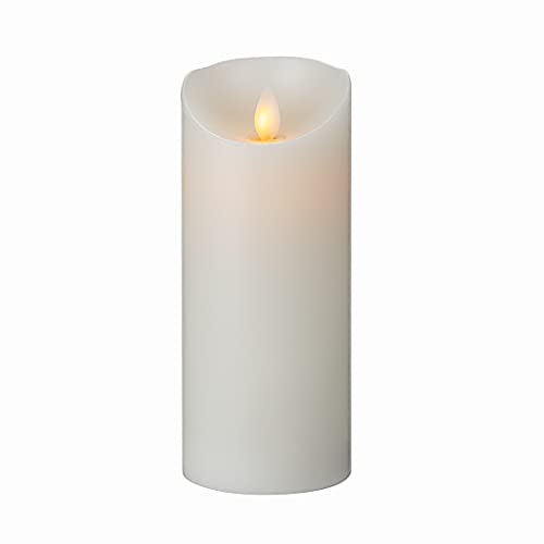Image of Fire Tek 3 x 7 Inch Flameless Pillar Candle, 1 Programable LED Pillar Candle - Dancing Flame, For Home, Weddings, And Parties, White Real Wax Battery Pillar Candle, Remote Sold Separately,