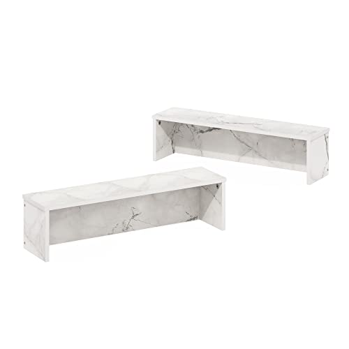 Image of Furinno Helena Kitchen Counter Stackable Organizer Shelf, Set of 2, 23-Inch, Marble White