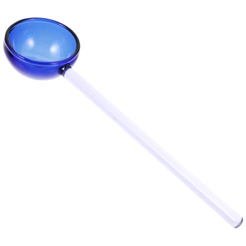 Lurrose Cuchara de Vidrio Resistente al Calor para Postre y Leche Diseño Colorido y Transparente Cucharón Creativo para Mesa y Cena