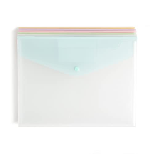 Smead Poly Document Holders, Snap Closure, Side Load, Letter Size, Pastel Colors, 6 per Pack (89688)