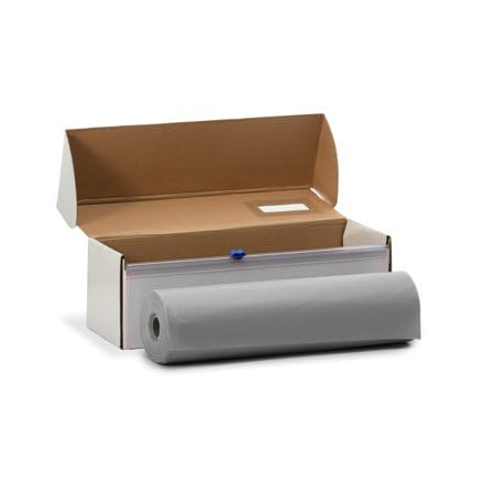 Image of Exquisite Party Solids 54 Inch X 100 Feet Silver Plastic Table Cover Roll in A Cut - to - Size Box with Convenient Slide Cutter. Cuts Up to 12 Rectangle 8 Feet Plastic Disposable Tablecloths