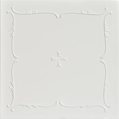 À LA MAISON CEILINGS R05 Spring Buds Foam Glue-up Ceiling Tile (384 sq. ft./Case), Pack of 144, Dove White