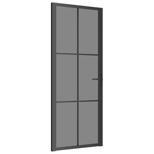 vidaXL Porta Interna 83x201,5 cm Nera in Vetro ESG e Alluminio