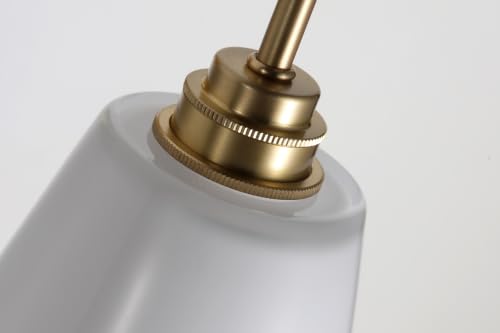 Image of Brass Wall Sconce with Milk Glass Cone Shade and Gooseneck, Gold Kitchen Sink Sconce for Bathroom, Bedroom (Bulb Included)