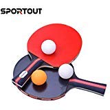 Sportout Table Tennis Racket, Ping Pong Paddle Set with 2 Bats and 3 Ping Pong Balls and Table Tennis Paddle Case