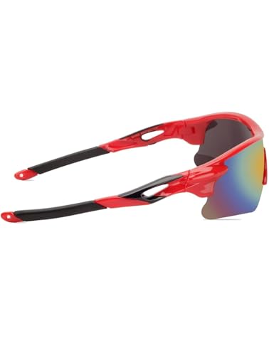 Image of Sports Sunglasses for Men & Women | UV400 Protective Shield Lens | Lightweight Cycling, Running, Driving, Cricket, Fishing & Outdoor Wraparound Sunglasses