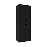 Tall Storage Cabinet with Doors & Shelf for Bathroom, Living Room, Entryway - Black