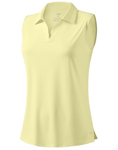 Viodia Women's Sleeveless Golf Polo Shirts Light Yellow M