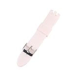Genérico Correa de silicona con hebilla, compatible con Swatch YTB YTS401, 402 y 409. Correa de goma for deportes al aire libre.(White)