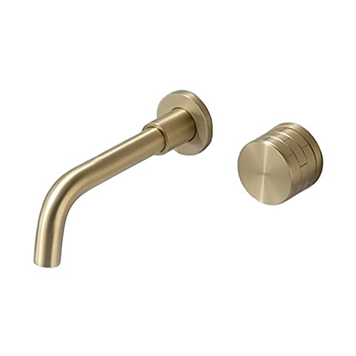 Grifo de baño giratorio 360°, grifo monomando for lavabo, latón for montaje en pared, agua fría y caliente con caja integrada, color gris pistola (negro)