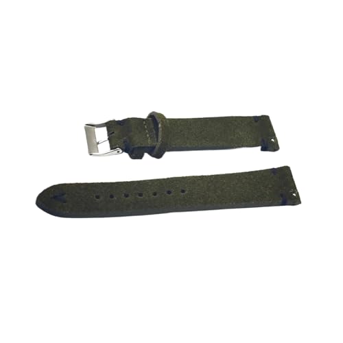 Bracelet de montre en cuir suédé véritable YINGO pour hommes et femmes en vert 18mm