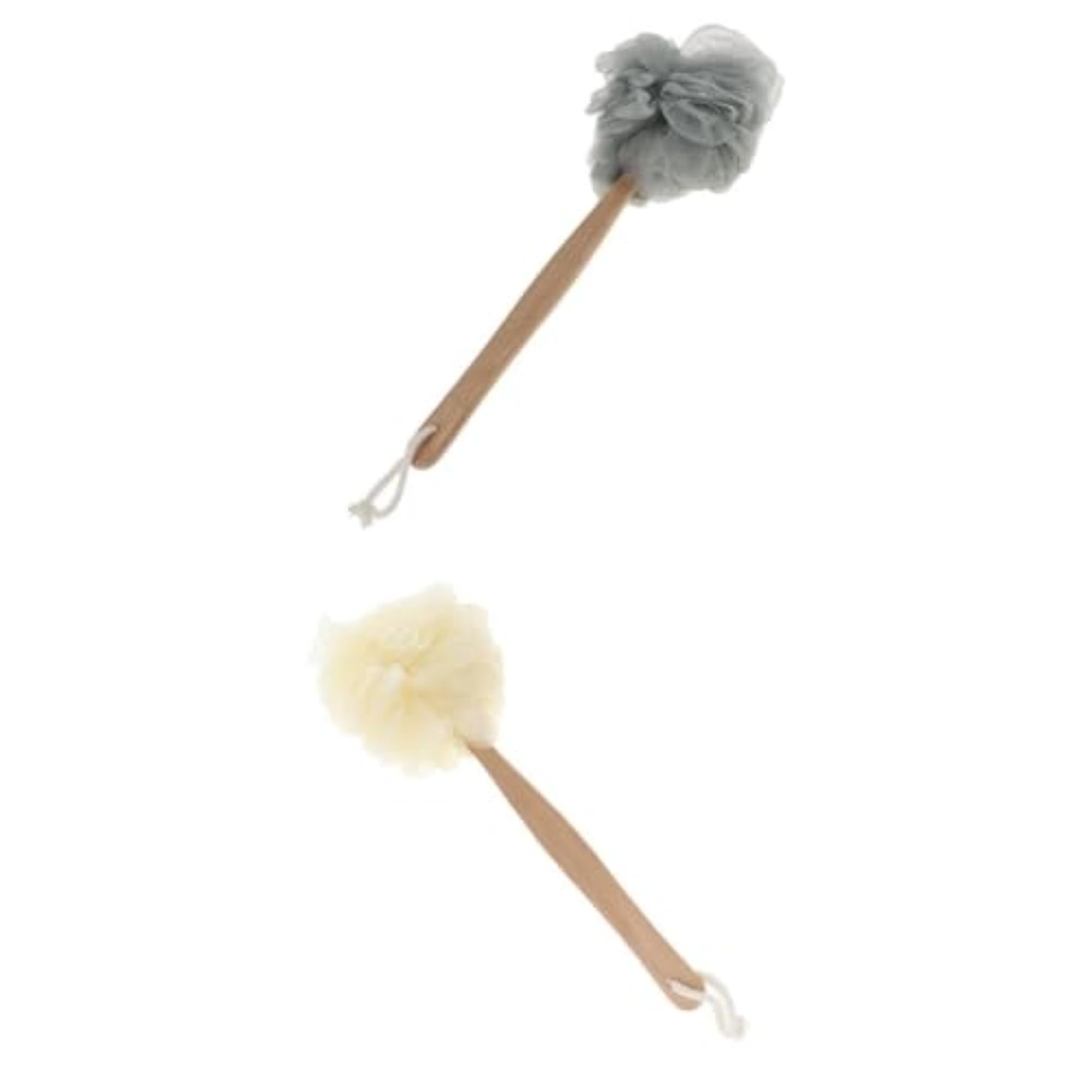 Long Handle Exfoliating Mesh Shower Puff Scrubber, 2 Piece Set