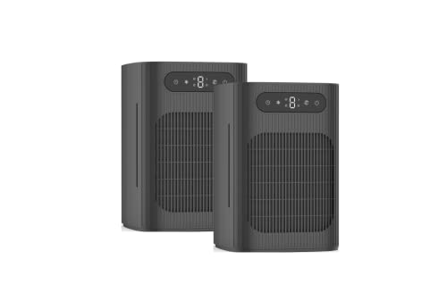 Purafide XP120 Desk & Countertop Air Purifier with Dual Air Intake Power, 2 Sets of Filters & 4 Stage Filtration for up to 370 Sq Ft., Black, Pack of 2