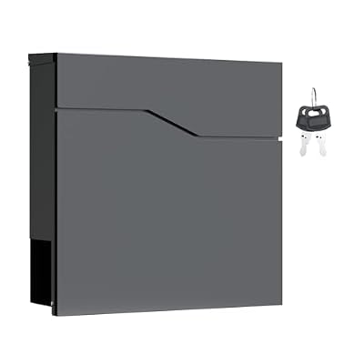 Wiltec Buzón de diseño V19 Antracita 370 x 102 x 370 mm, de Pared con Cerradura y Hueco para el periódico, de Acero con Recubrimiento en Polvo