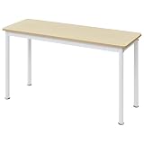 [山善] デスク 幅120×奥行45×高さ70cm 傷や汚れに強いメラミン樹脂天板 組立品 ナチュラル/Sホワイト MFD-1245(GNA/SWH)