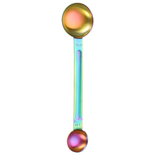 Huayeex 1/3 Stainless Steel Measuring Spoon with Double Head 15ml/5ml - Metal Sided Long Handles Measuring Scoop for Dry or Liquid, Coffee Powder, Espresso, Coffee Making