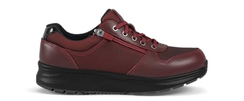 JOYA Dynamo Zip Red II - Damen Sneaker aus Vollnarbenleder und weichem Nubukleder im Retro-Look, mit zusätzlichem Reißverschluss
