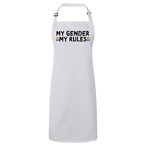 Tablier cuisine blanc premium My Gender My Rules pour passionné de gastronomie et militant LGBTQ+