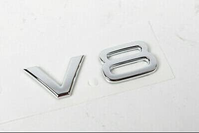 2Pcs Metal V8 Emblem Premium 3D V8 Engine Badge Logo Auto Sticker Car Decal(Chrome Silver)
