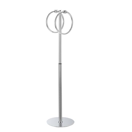 KLDKLD Adjustable Chrome Towel Rack,Freestanding Bathroom Towel Holder