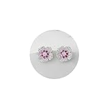 SWEETV Cubic Zirconia Flower Stud Earrings for Women Hypoallergenic Fashion Jewelry, Wedding Bridal Earrings for Brides, Bridesmaids Prom Formal Party, Hot Pink