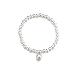 MXUHUI Boho White Beads Pearl Dangle Anklet Beaded Pearl Bracelet Foot Chain Stretch Anklet Summer Beach Jewelry for Women (Pearl)