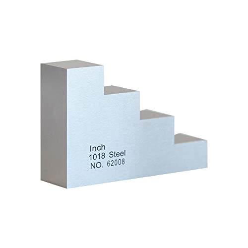 Bloque de calibración en cuña de 4 pasos Jumbo: 0,500"-1,000"-1,500"-2,000", aluminio 7075 para calibrar medidores ultrasónicos de espesor miniatura 1