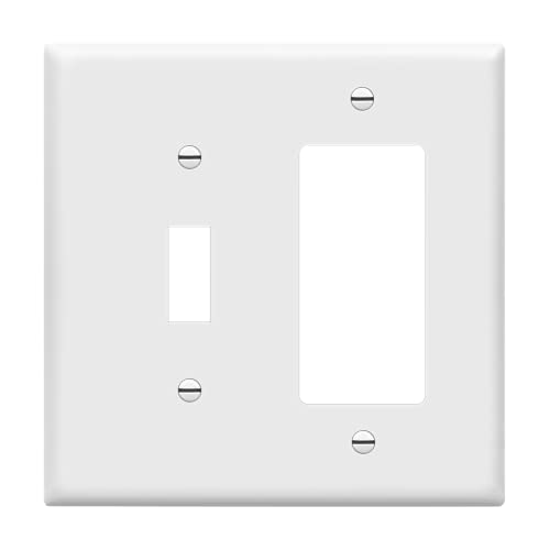 Enerlites Countdown Timer Switch For Bathroom Fans And Household Lights, Het06A-R-W, White & Combination Toggle Light Switch/Decorator Switch Wall Plate, Mid-Size 2-Gang 4.88" X 4.92", 881131M-W,White #TOP4